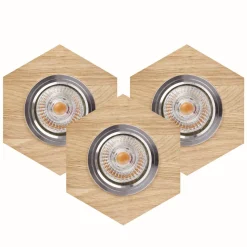 Einbauspot 3-er Set Holz Metall beweglich mit LED