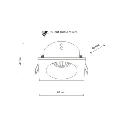 Einbauspot Schwarz Metall IP65 GU10 B:8,5 cm wetterfest