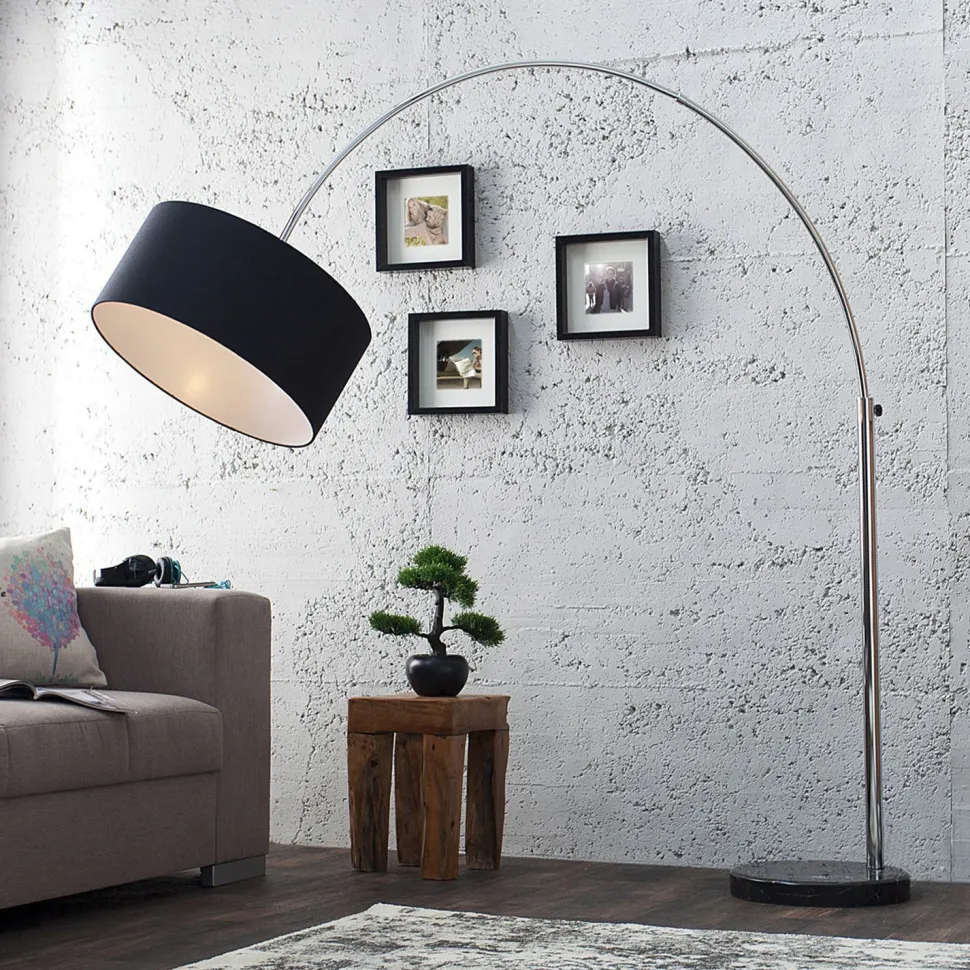 Elegant Standlampe Retro Chrom Schwarz 180cm