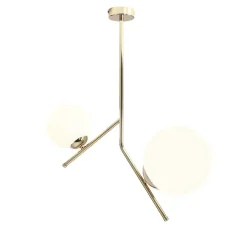 Elegante Deckenlampe in Gold Weiß E14 E27 L:50 cm Glas