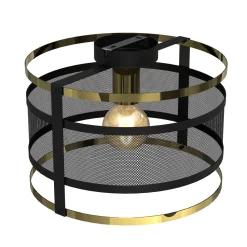 Elegante Deckenleuchte Modern rund 30 cm Schwarz Gold