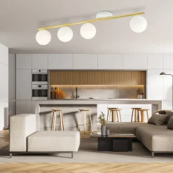 Elegante Deckenleuchte Weiß Gold 100 cm lang BEPPE