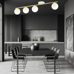 Elegante Deckenleuchte Weiß Gold 100 cm lang BEPPE