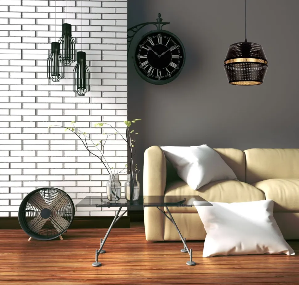 Elegante Hängelampe Metall Schwarz Gold E27 Ø20 cm