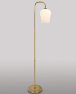 Elegante Stehleuchte Messing Glas in Bronze hell Weiß