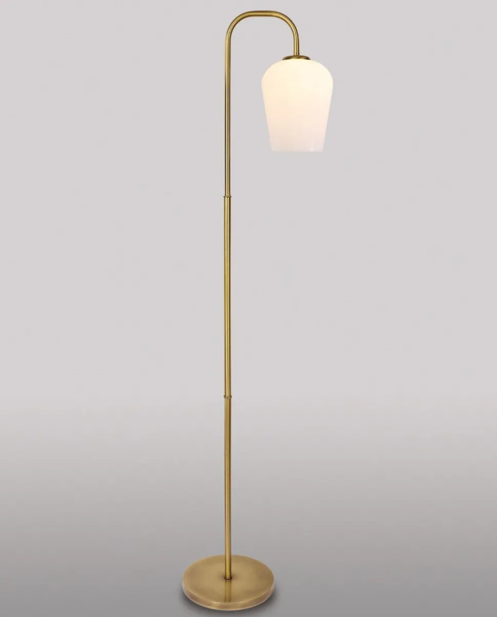 Elegante Stehleuchte Messing Glas in Bronze hell Weiß