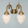 Elegante Wandlampe Messing Glas E27 2-flammig Ornamente