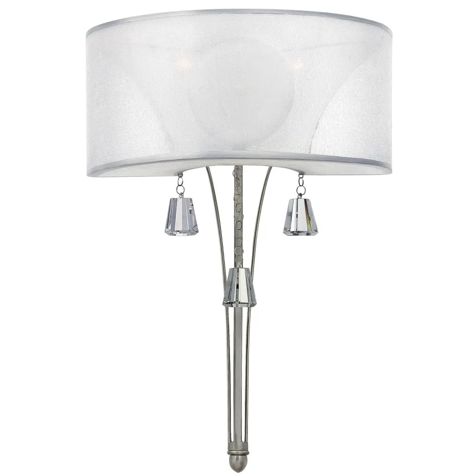 Elegante Wandlampe mit Schirm Weiß Nickel Schlafzimmer