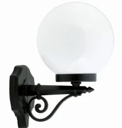 Elegante Wandleuchte außen Schwarz Weiß Kugelschirm
