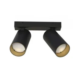 Eleganter Deckenstrahler Schwarz Gold 2x GU10 L:17-31cm