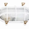 Feuchtraumleuchte oval Messing Glas E27 IP64 24 cm breit Weiß