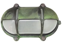 Feuchtraumleuchte oval Messing Glas 21 cm breit IP64 E27