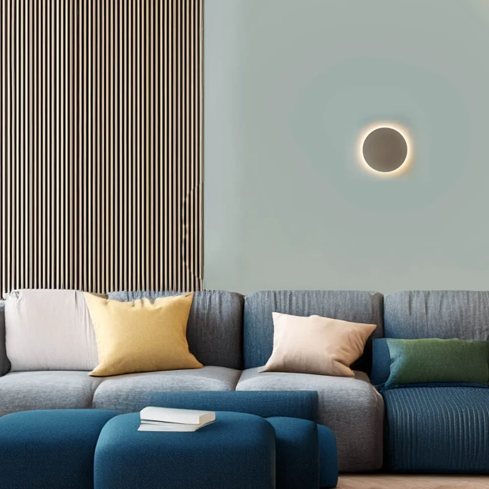 Flache Wandleuchte LED Braun 3000 K rund Ø 25 cm Metall