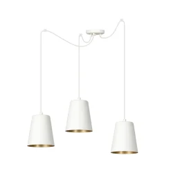 Flexible Hängelampe mit Schirm weiß gold 3-flammig