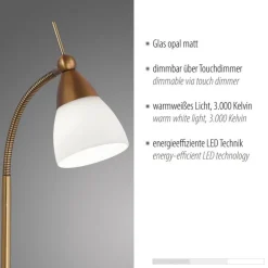Flexible LED Tischlampe in Altmessing Glas dimmbar