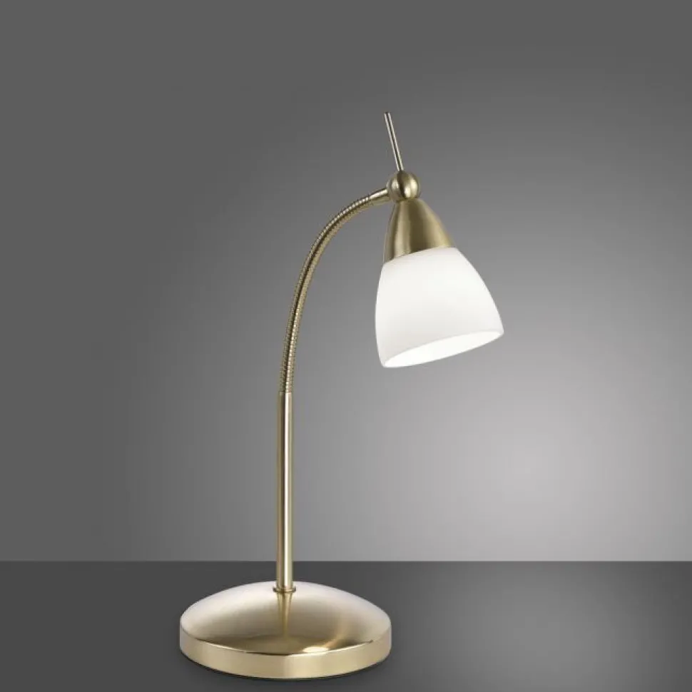 Flexible LED Tischlampe in Messing Glas 3 W dimmbar