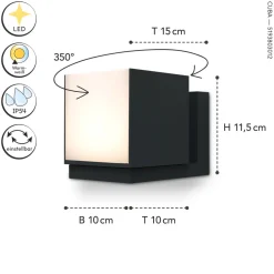 Flexible LED Wandleuchte Schwarz IP54 3000 K Aluminium