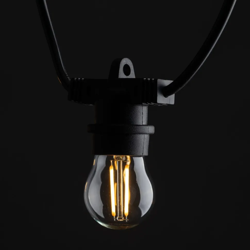 Flexible Lichterkette außen Schwarz Metall IP65 E27