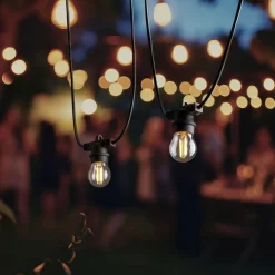 Flexible Lichterkette außen Schwarz Metall IP65 E27