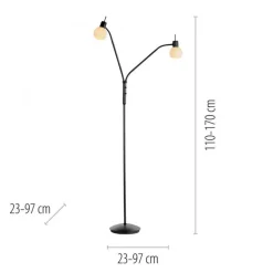 Flexible Stehleuchte Glas Metall 170 cm inkl E14 3000 K