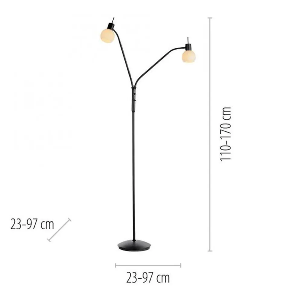 Flexible Stehleuchte Glas Metall 170 cm inkl E14 3000 K