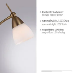 Flexible Stehleuchte in Altmessing Dimmer Glas 163 cm