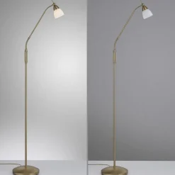 Flexible Stehleuchte in Altmessing Dimmer Glas 163 cm