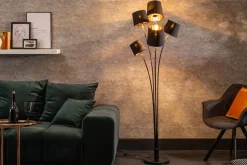 Flexible Stehleuchte Stoff Schwarz Gold 178 cm elegant