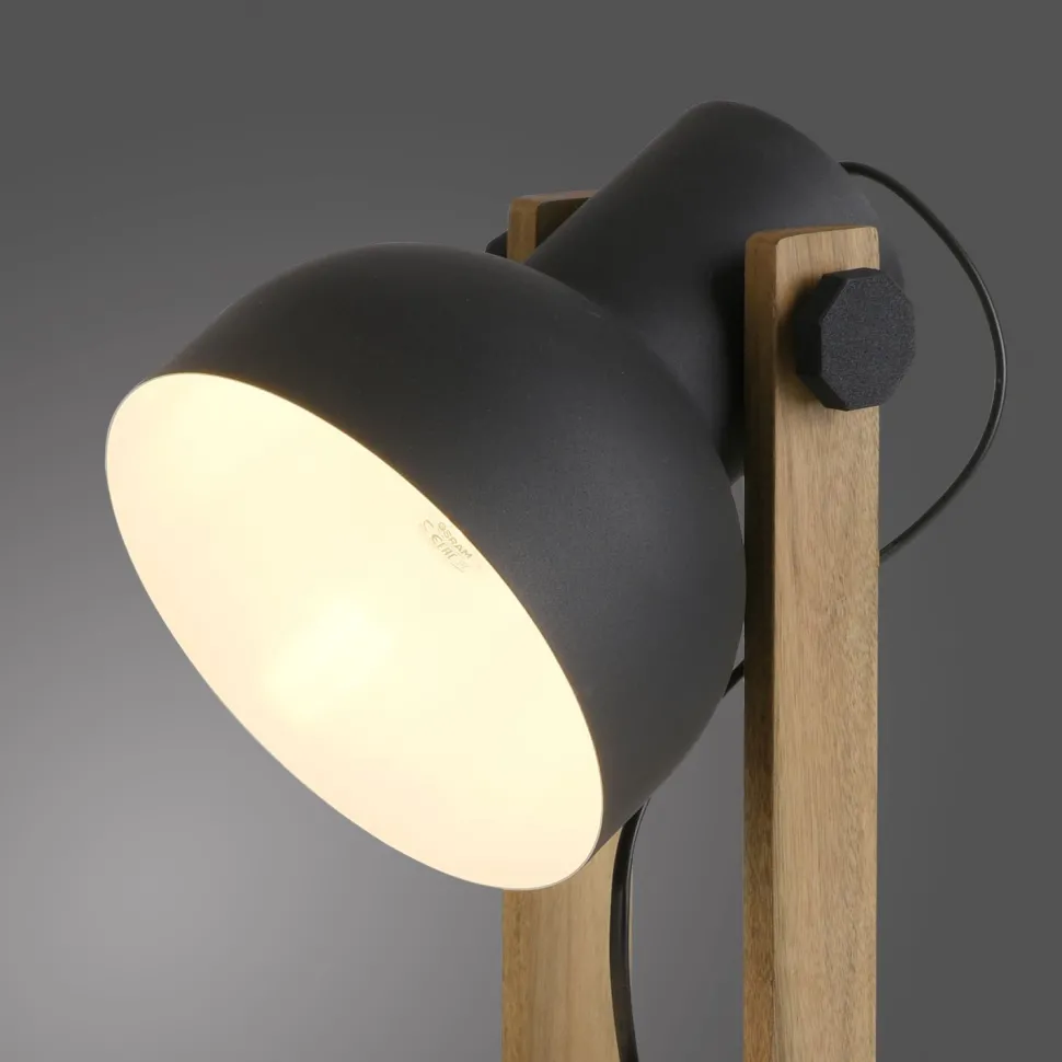 Flexible Tischlampe Holz Metall E27 45 cm Industrial