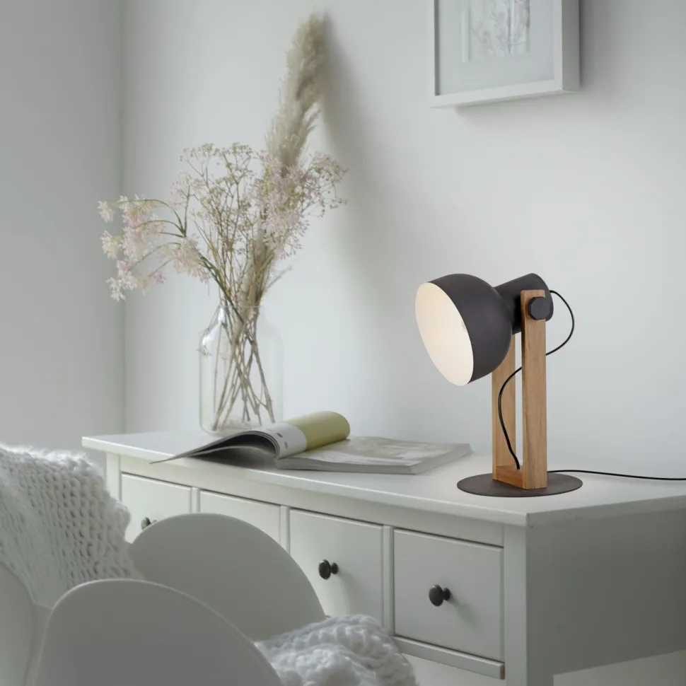 Flexible Tischlampe Holz Metall E27 45 cm Industrial