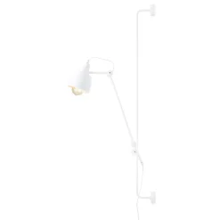 Flexible Wandlampe Weiß Metall E27 Steckdosenanschluss