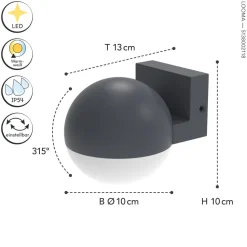 Flexibler Außenspot Anthrazit B:10 cm E27 IP54 blendarm