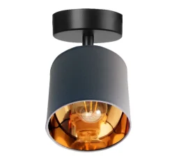 Flexibler Deckenspot Stoff Grau Gold Ø15 cm blendarm