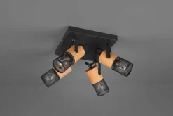 Flexibler Deckenstrahler Metall Holz B:22 cm E14 4-flmg