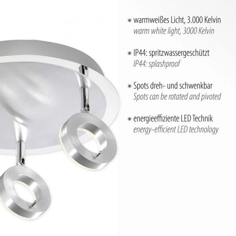 Flexibler LED Deckenstrahler in Aluminium IP44 Ø33,5 cm