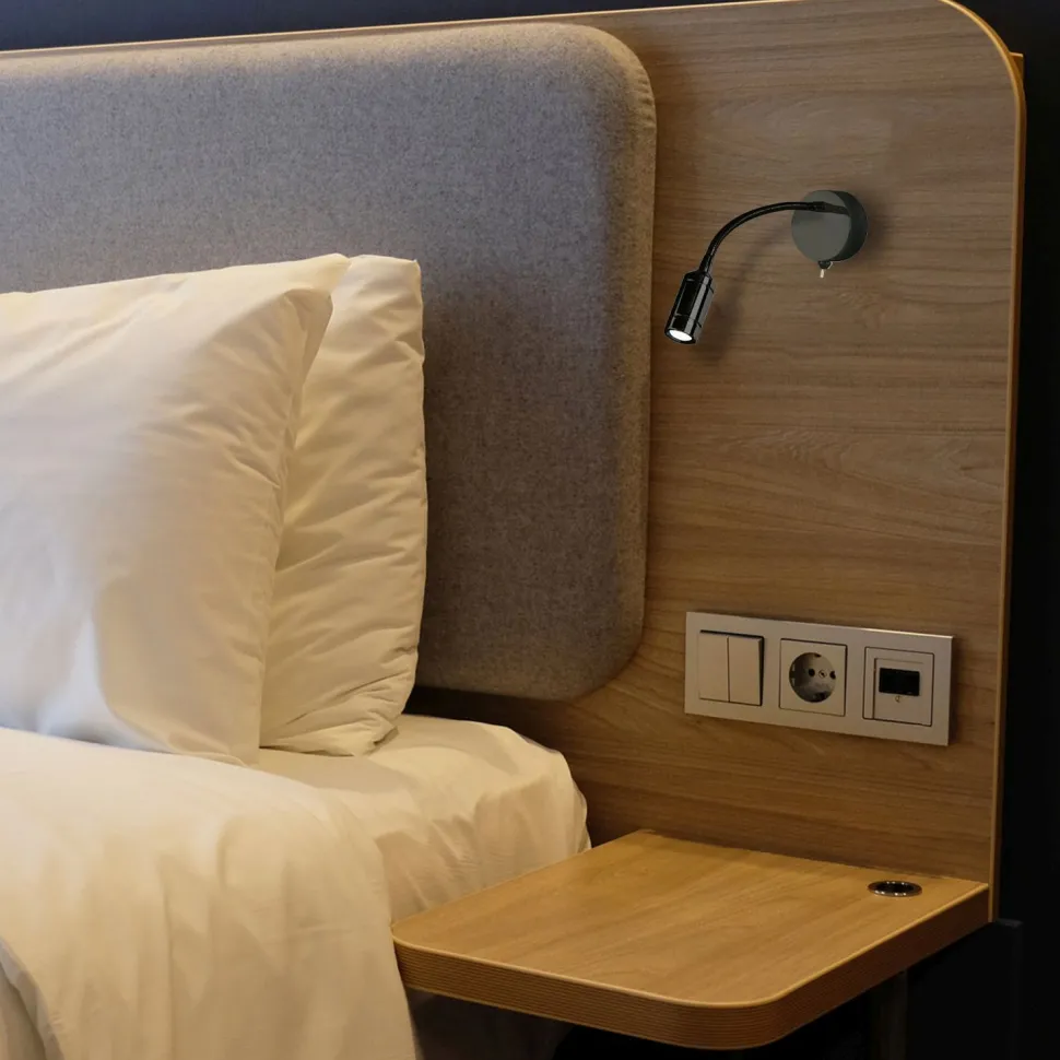 Flexibler LED Wandstrahler mit Schalter Metall warmweiß