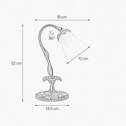 Florale Nachttischleuchte Weiß