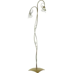 Florale Stehlampe Wohnzimmer in Gold Alabaster Glas
