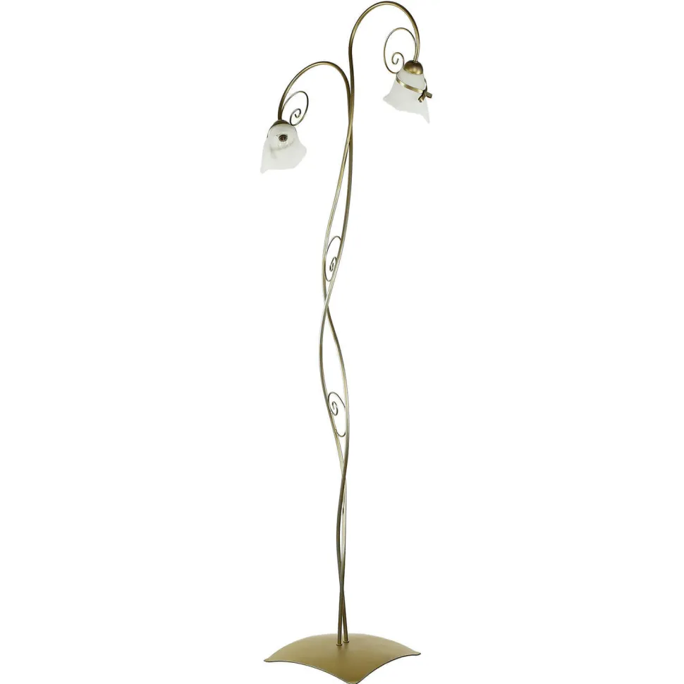 Florale Stehlampe Wohnzimmer in Gold Alabaster Glas