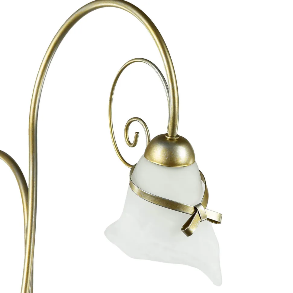 Florale Stehlampe Wohnzimmer in Gold Alabaster Glas