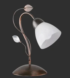 Florale Tischleuchte Metall Glas E14 32 cm Rost Antik