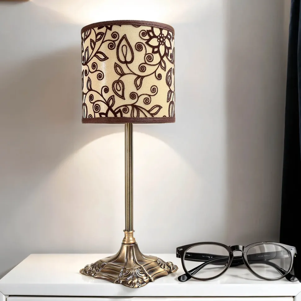 Florale Tischleuchte Nachttischlampe Weiß