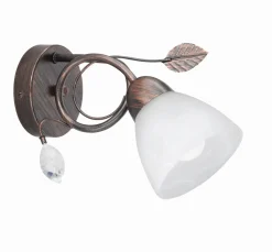 Florale Wandlampe Metall Glas E14 H:21,5 cm Rost Antik