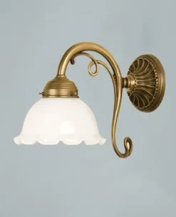 Florale Wandleuchte Berliner Messing Glas E27 T:29 cm