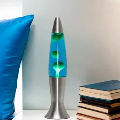 Fröhliche Lavalampe Blau Grün 40cm G9 Retro ANGELINA