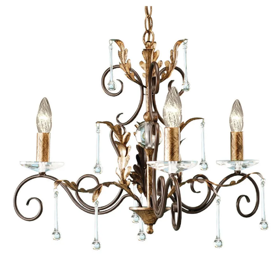 Funkelnder Kronleuchter GOTICA Kristalle in Bronze Gold