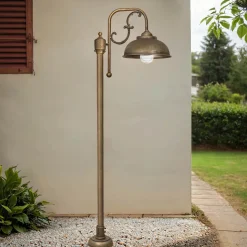 Gartenlaterne Messing Glas 148 cm in Bronze Antik IP44 E27
