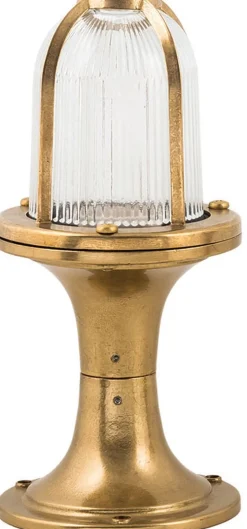 Gartenleuchte Messing Riffelglas H:25cm Premium