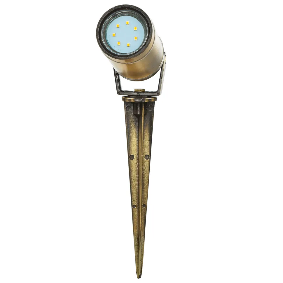 Gartenstrahler mit Erdspieß Messing massiv GU10 IP64