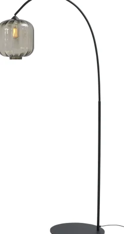 Gebogene Stehlampe Schwarz Metall Glas 181 cm E27